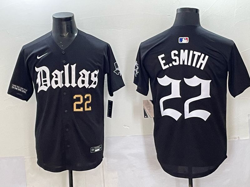Men 2025 Nike Dallas Cowboys 22 E.Smith Black 5th generation Joint Name Limited NFL Jersey 07